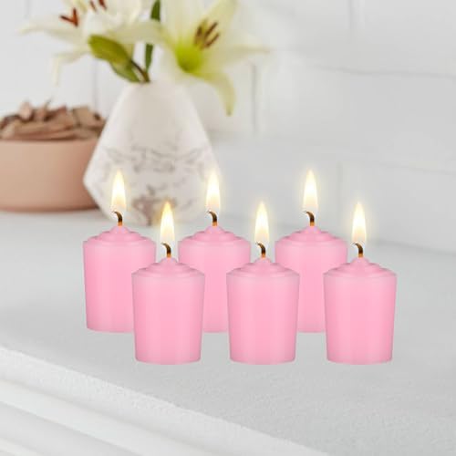 Mega Candles 12 pcs Unscented Pink Votive Candles, Hand Poured Wax Candle 15 Hours 1.5 Inch x 2.25 Inch, Home Décor, Wedding Receptions, Centerpieces, Occasions, Events, Festivities, Meditations - Image 5
