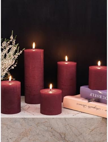 CANDWAX 3x4 inch Pillar Candles Set of 3 – Unscented Dripless Rustic Burgundy Candles for Weddings, Decor, Centerpieces - Image 6