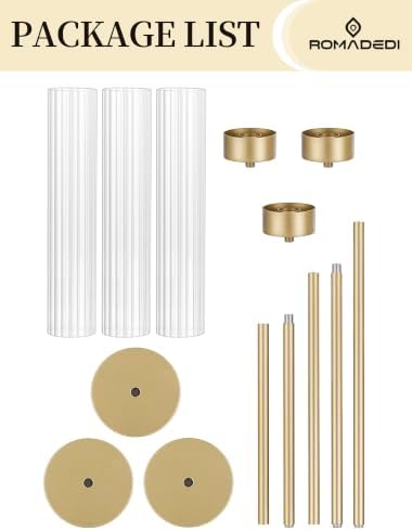 Romadedi Tall Glass Hurricane Candle Holder Gold for Taper Sticks, Set of 3 - Image 7