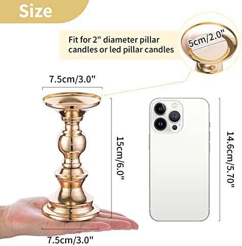 NUPTIO Gold Pillar Candle Holders: Metal Candles Stands for 2" Pillars - Image 6