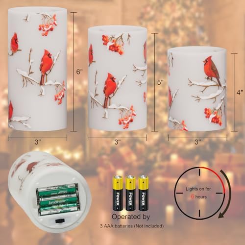 Red Bird LED Glass Flameless Candles Battery Operated Remote - Image 7
