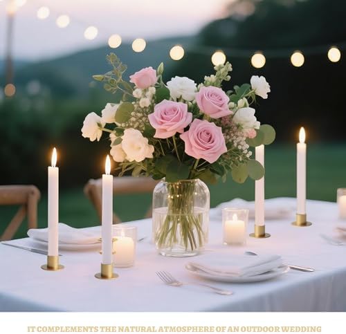 48 Pcs Gold Metal Taper Candle Holders Set - 2"×1" Elegant Bulk Heavy Base Candlestick Centerpieces for Table Decor, Wedding, Anniversary, Dinner Party - Image 6