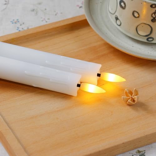 Flameless Flickering Taper Candles Two Remote, 7.5 Inch White Battery Operated LED Window Candles Timer,Set of 8 Plastic 3D-Wick Dripping-Wax Effect Flameless Candlesticks(0.86”Dia,Warm Fire) - Image 6