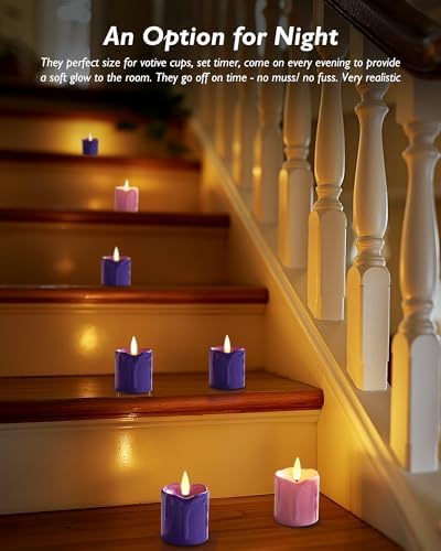 Homemory 2"x 2" Purple & Pink 6 Hour Timer Flameless Votive Candles, 6 Pack - Image 7