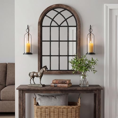 Set of 2 Black Wall Candle Sconces Decor Wall Candle Holder for Pillar Candles - Modern Metal Hurricane Lantern Decoration for Indoor Porch Fireplace Bathroom Living Room - Image 6