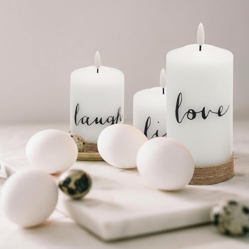 Christmas LED Glass Flameless Candles Live Laugh Love Hemp Rope Remote - Image 6
