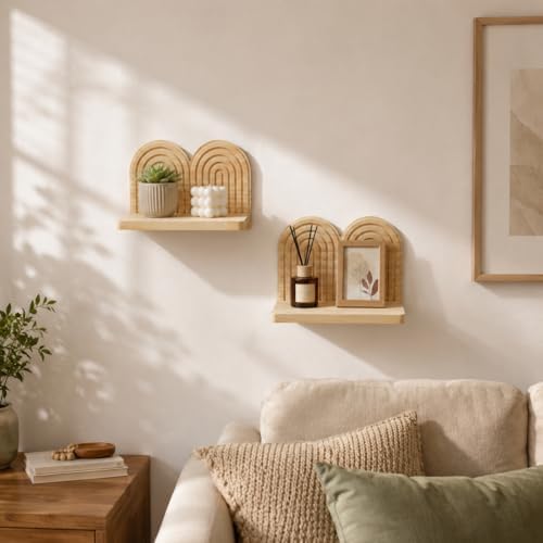 Artilady Boho Shelf Wall Decor, Wood Hanging Shelves for Storage Display - Image 6