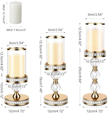Hurricane Candle Holder, 12.6" Tall Metal Stand, Glass Pillar Candle Holder - Image 6
