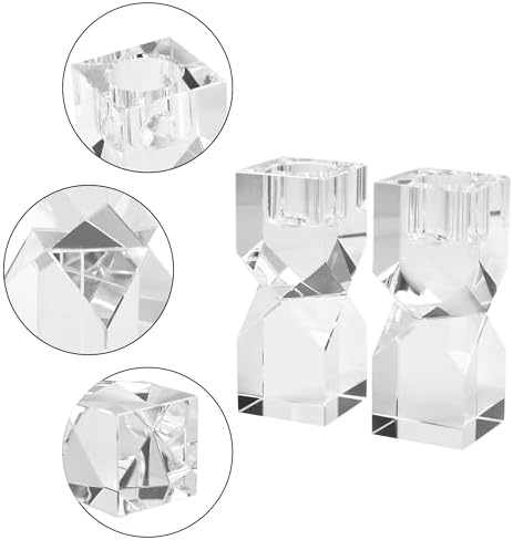 Home Crystal Candlestick Holders Pack of 2 Clear Crystal Taper Candles Holder, Table Centerpieces for Party and Wedding Decoration(3.9''Tall) - Image 7