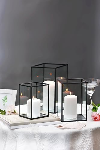 PHOSPHOR Hurricane Glass Candle Holder Set of 6 Pieces Black Hurricane Candleholders for Wedding Party Holiday Birthday Home Decor Lanter - Image 6