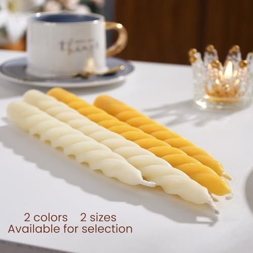 16PCS 10-Inch Pure Beeswax Spiral Taper Candles, Natural Raw, Dripless - Image 7
