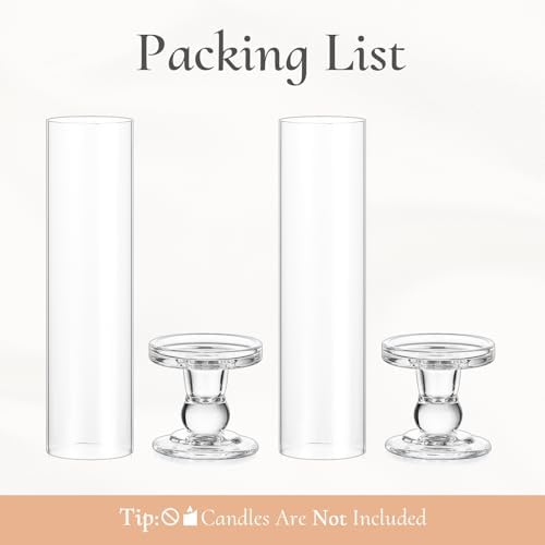 Hurricane Glass Candle Holders: Clear Candlestick Holders Set of 2 - Image 7
