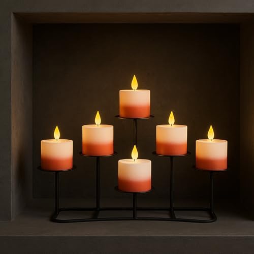 Smtyle Fireplace Christmas Candelabra Candle Holder - Black Matte Geometric Multi Tier Design, Stable Base, Perfect for Pillar Candles, Modern Minimalist Home Decor Accent - Image 6