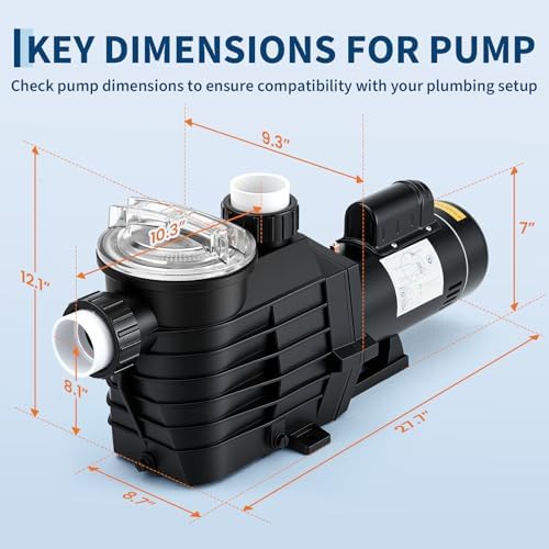 Pool Pump Above Ground/Inground, 2.5 HP Self Priming Swimming Pool Pump, 115V/230V Dual Voltage Single Speed Pumps with Strainer Basket, 100 GPM Heavy-Duty Pump for Swimming Pools, Spas, Hot Tub