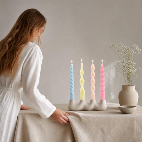 4 Pack Taper Candles Unscented Dripless Spiral Candlesticks Smokeless Swirl Wax Colorful Decorative Candle Sticks for Wedding Dinner Party Home Decor (Pastel Assorted, 7.8 inch, Twisted) - Image 7
