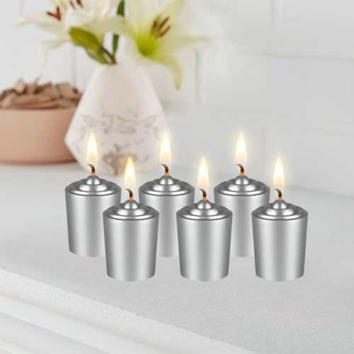 Mega Candles 12 pcs Unscented Silver Votive Candles, Hand Poured Wax Candle 15 Hours 1.5 Inch x 2.25 Inch, Home Décor, Wedding Receptions, Centerpieces, Occasions, Events, Festivities, Meditations - Image 5