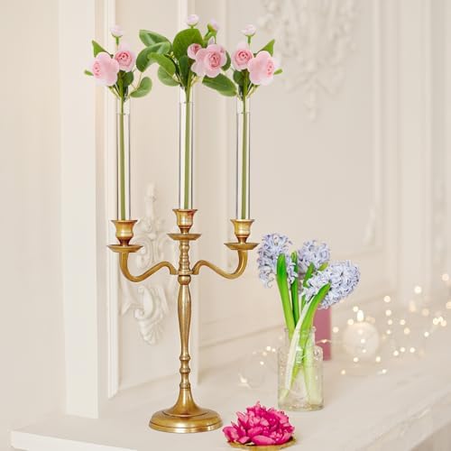 3 Pack 7.9" Glass Bud Vase Taper Candle Holder - Image 6