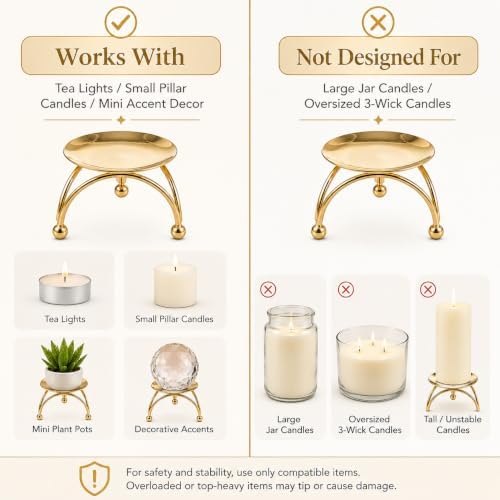 Cabilock 5Pcs Gold Candle Holders, 3In Metal Retro Candlestick Holders Set, Nordic Geometric Taper Pillar Candle Stand for Tabletop Centerpiece Decor, Wedding, Party, Mantle & Holiday Events - Image 6