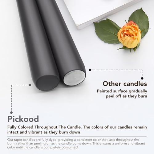 New Burning Formula Unscented Dripless 10-Inch Taper Candles Set of 12 - Smoked Pearl, for Wedding, Dinner - Smokeless, Long Burning - Hand Poured, Colored Tall Candlesticks - Perla Ahumada - Image 3
