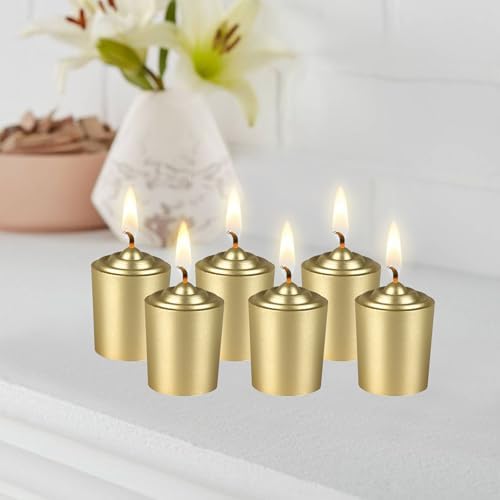 Mega Candles 12 pcs Unscented Gold Votive Candles, Hand Poured Wax Candle 15 Hours 1.5 Inch x 2.25 Inch, Home Décor, Wedding Receptions, Centerpieces, Occasions, Events, Festivities, Meditations - Image 5