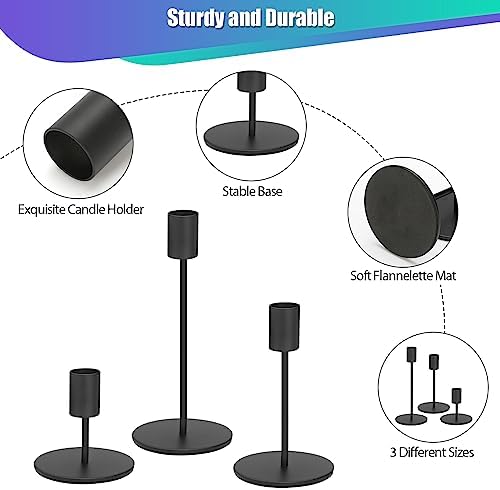 Set of 6 Black Candlestick Holders - Decorative for Home Decor, Wedding, Dining, Party, Anniversary - Image 7