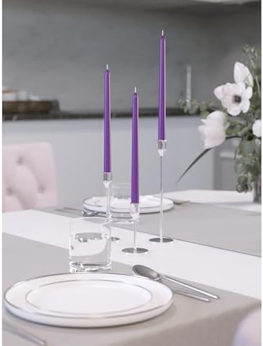 CANDWAX 12 inch Purple Taper Candles Set of 12 - Unscented Smokeless Dripless Tapered Candle Sticks - Taper Candlesticks for Special Occasions and Ordinary Dinners - Purple Tapered Candles - Image 6