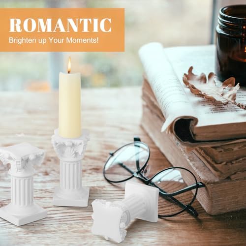 Reallnaive 10 Pcs Roman Pillar Candle Holders Mini Greek Columns Roman Pillar Candle Stands Resin Candlestick Rack Miniature Figurine Base Stigma Decoration for Wedding Christmas Table Decor - Image 6