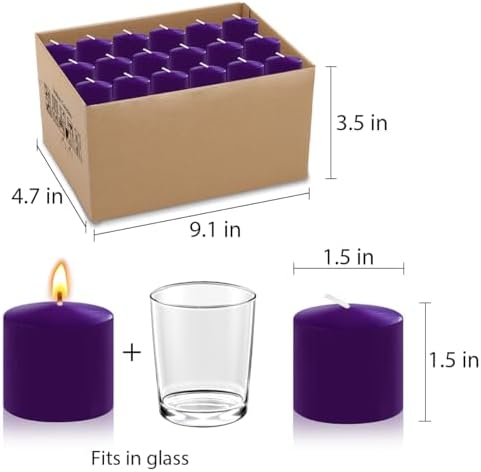 10 Hour Purple Votive Candles for Weddings Party Spa and Emergency, Set of 36 Unscented Bulk Candles for Restaurants and Home Decoration - Image 6