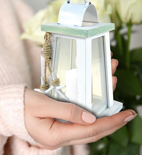 COTA Global Ocean Breeze Nautical Wooden Lantern Candle Holder Beach Decor - Image 6