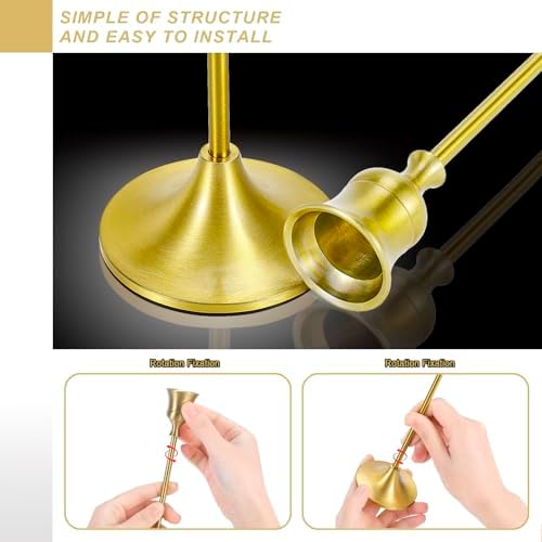 Metal Brass Gold Taper Candlestick Holders Set of 6, Wine‑Glass Shaped Candle Stick Holder with 3 Assorted Heights, Elegant Table Centerpiece Decor for Wedding Christmas Fireplace - Image 6