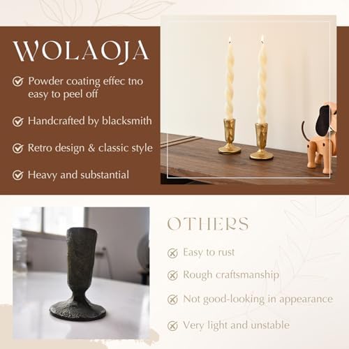 Candle Sticks Holder Decor, Set of 2 Vintage Gold Candle Holders, Modern Decorative Tapered Candlestick Holders Centerpiece for Dining Table Centerpiece, Wedding, Party Decor - Image 6
