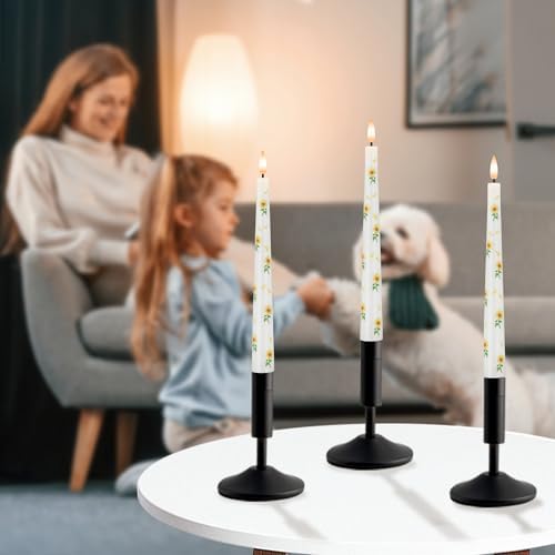 Sunflower Taper Candles Battery Operated, 9.6" Real Wax Flameless Candles - Image 7