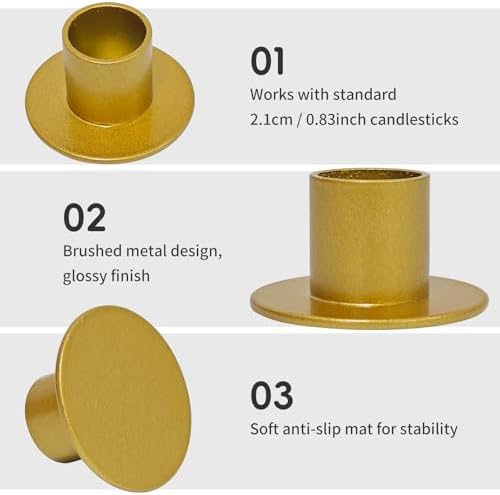 GUTE Gold Taper Candle Holder Matte Iron Candlestick Decor Farmhouse 8Pcs - Image 6