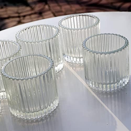 VOHO Clear Votive Candle Holders Set of 6, 2.75’’x2.56’’ Tea Lights Holder - Image 6