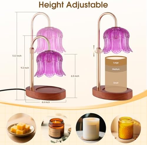 Candle Warmer Lamp Adjustable Timer Electric-Purple Flower-Shaped Wax lamp - Image 6