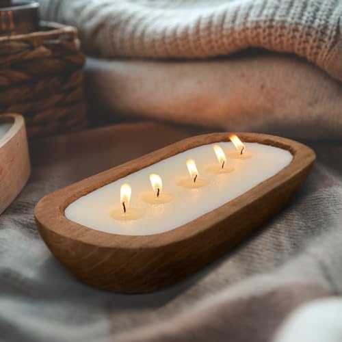Aromatherapy Candle, SEVEYEE Vanilla Candle 5wicks 16oz, Large Wooden Bowl Candles for Women,Girl Birthday Gift,12inch - Image 7