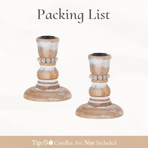 Wooden Candlestick Holders Rustic: Farmhouse Taper Candle Holder - Image 7