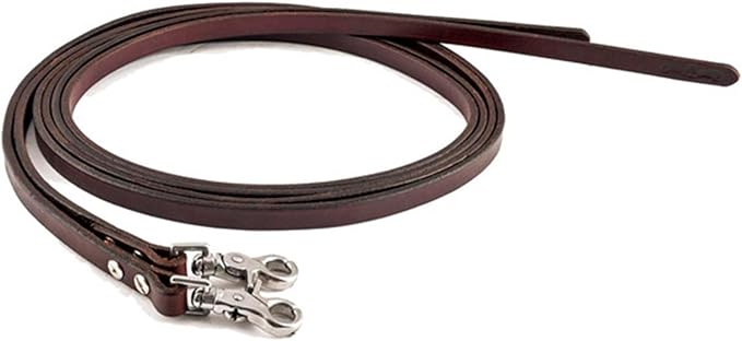 Circle Y Scissor Snap Split Rein|Durable Adjustable Western Flat Leather Equine Training Snap Roper Rain with Heavy Stainless Steel Hardware|Ranch Riding & Horse Training