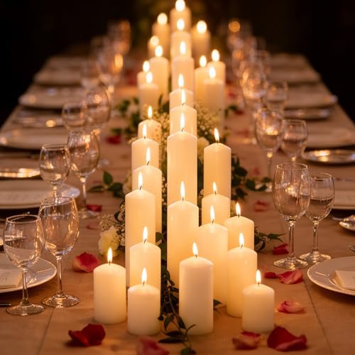 Ivory Pillar Candles Bulk Set of 18,3 Different Lengths 2 x 3/6/8 Inch (6 Each),Hurricane Candles,Dripless Unscented Smokeless,Gives You a Better Atmosphere When Organizing an Event Party. - Image 7