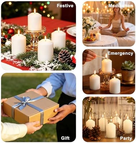 Pillar Candles White Bulk 2x3 Inch Unscented Candle for Votive 20Pack - Image 7