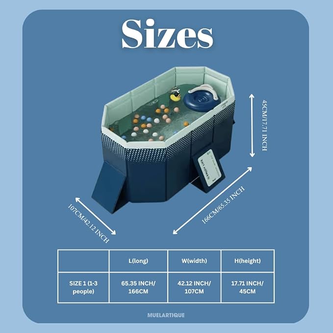Foldable Swimming Pool, Non-Inflatable Kids' and Adults' Outdoor Large Swimming Pool, Anti-Slip PVC Family Pool, Summer Water Party for Outdoor, Garden, Backyard (Tiny)