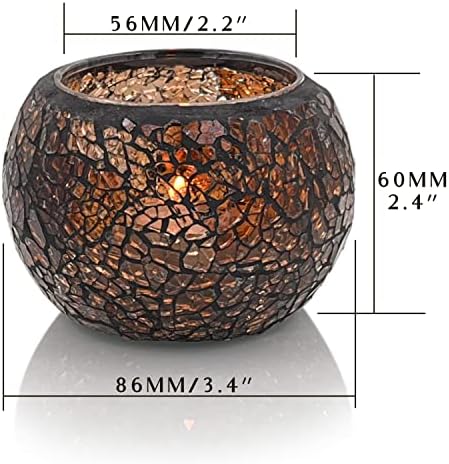 SHMILMH Mosaic Glass Candle Holder Set of 4, Votive Candle Holders Handmade Cracked Tealight Holders for Fall Christmas Diwali Home Decorations, Diwali Gift - Image 7