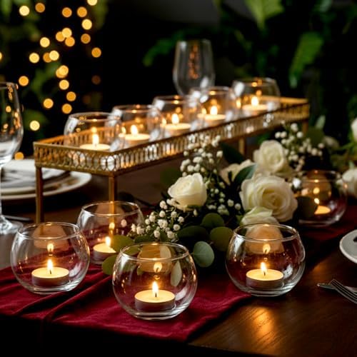 24 Pcs Clear Candle Holders for Table Centerpieces- Small Glass Votive Candle Holders for Standard Tealights, Wedding, Bridal Shower, Birthday Party Table Decorations - Image 6