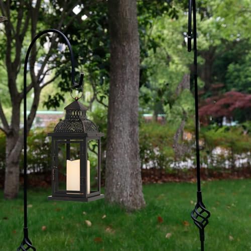 NEEDOMO Lanterns Decorative Indoor & Outdoor, 15'' Lantern with LED Candle, Vintage Metal Hanging Lanterns for Patio, Front Porch,Yard, Table, Spring (NO Glass) - Image 6