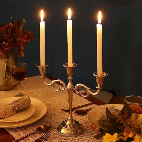 Rely+ 3 Arm Candelabra Taper Candle Holders Decorations Indoor Kitchen Décor Table Candles Candlestick Candelabra Centerpiece (Silver) - Image 6