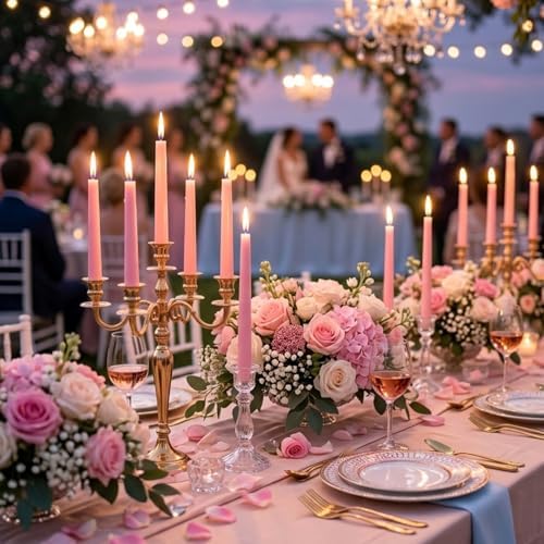 Hausware 36 Pack Taper Candles, 8 Hour Burn Time,Unscented Dripless and Smokeless, 10 inch Elegant Premium Quality Dinner Candle for Home Décor, Restaurant, Wedding, Party Candlesticks (Pink) - Image 7