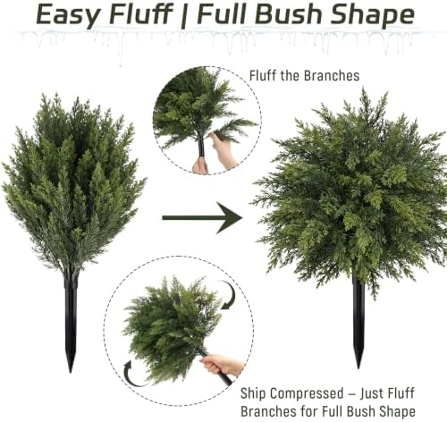 2 Pack 20.86" Artificial Cedar Topiary Trees with Ground Spike for Xmas - Image 7