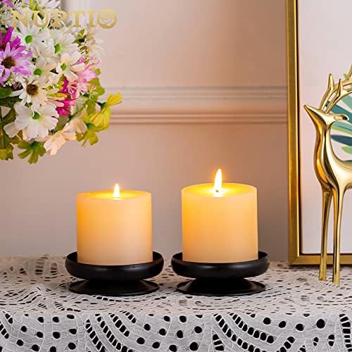NUPTIO Black Pillar Candle Holders: Iron Spike Candle Stand 3.6" Diameter - Image 7