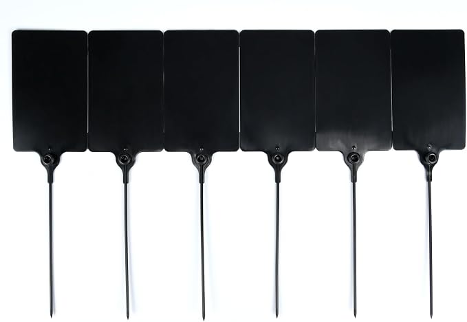 100 Black Plastic Tags Shipping Tags Water Proof Tags for Labeling Shipping Labels Security Seals Writable Marker Ties Hanging Tags Storage Tag with One Marker Pen, 252*58 mm
