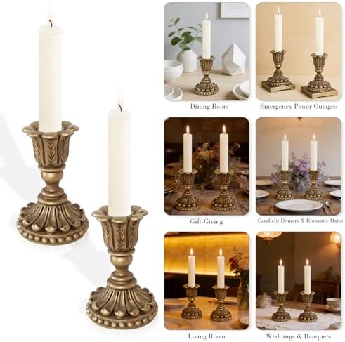 2Pcs Vintage Gold Candle Holders,European Style Candlesticks Holder - Image 6